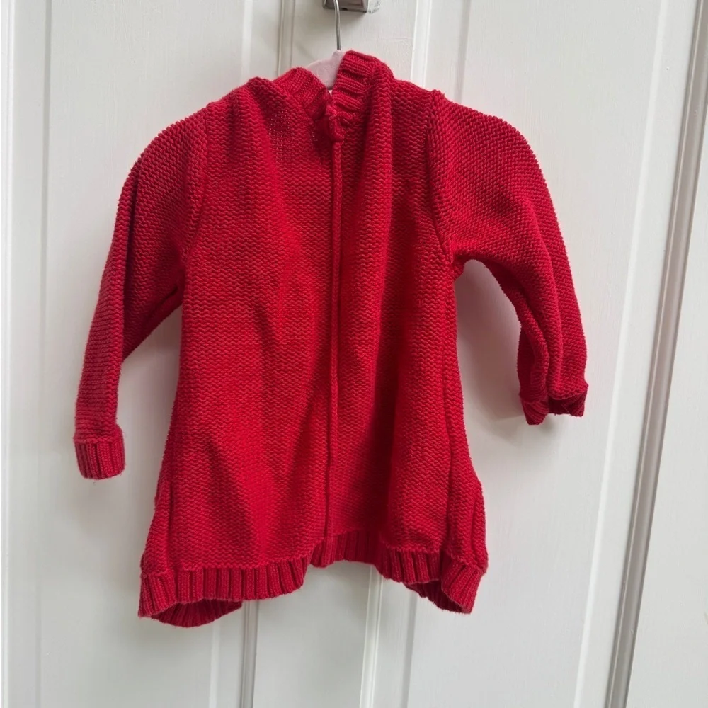 Old Navy 2T Girls Vibrant Red Knit Warm Sweater with Pockets